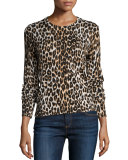 Shirley Leopard-Print Long-Sleeve Silk Top