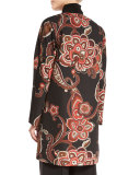 Makeda Paisley Open-Front Topper Jacket, Carnelian Multi