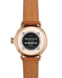 38mm Runwell Coin-Edge Leather Strap Watch, Golden/Bourbon