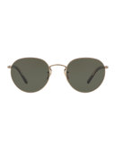 Hassett Monochromatic Round Sunglasses, Gold