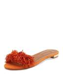 Wild Thing Suede Flat Slide Sandal, Orange