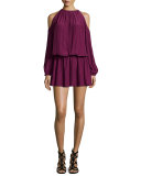 Lauren Cold-Shoulder Blouson Dress, Sangria