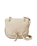 Zoe Leather Saddle Bag, Bone