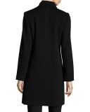 Mock-Neck Wool Coat, Black