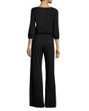 Clancy 3/4-Sleeve Wide-Leg Jumpsuit, Plus Size