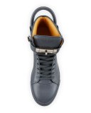 100mm Men's Leather High-Top Sneaker, Dark Gray