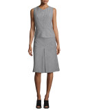 Check-Print A-Line Skirt, Black/White