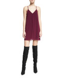 Fierra Chiffon Racerback Mini Dress, Plum