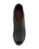 Greece Laser-Cut Open-Toe Bootie, Black
