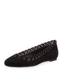 Thalia Laser-Cut Suede Ballerina Flat