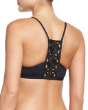 Bernie Solid Racerback Swim Top, Black