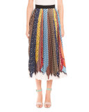 Animal-Tie Printed Pleated Midi Skirt, Multi