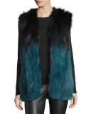 Francine Ombre Fur Vest, Black/Blue
