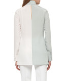 Bicolor Zip-Front Tunic, Iceman/Cremello