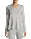 Terry Lounge Long Sleeve Top, Light Heather Gray