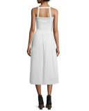 Gathered Poplin Midi Dress, Off White