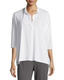 Collared 3/4-Sleeve Easy Jersey Shirt 