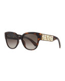 Mercurial Floral-Rhinestone Square Sunglasses