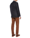 Double Windowpane Cashmere Two-Button Sport Coat, Navy