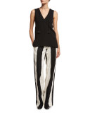 Striped High-Waist Wide-Leg Pants, Multi