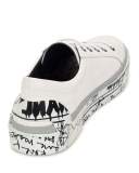 Leather Graffiti-Sole Derby Sneaker, White