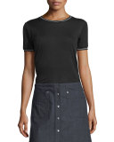Stevie Tipped Jersey Tee, Black