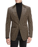 Shelton Base Printed Velvet Sport Jacket, Tan