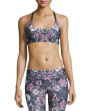 Graphic X-Back Elastic Sports Bra, Calavera