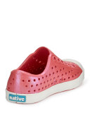 Jefferson Waterproof Iridescent Low-Top Shoe, Red/White, Youth