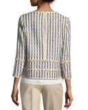 Aisha 3/4-Sleeve Playa Tweed Jacket, Multi