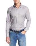 Fan-Print Sport Shirt, Medium Gray Fan
