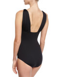 Classic Weave Draped One-Piece Swimsuit