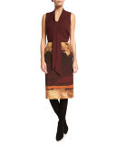 Graphic-Print Pencil Skirt, Cabernet Multi