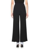 Crossover High-Waist Ruffled Pants, Black
