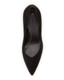 Abi Pointed-Toe Suede Pump, Black