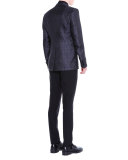 Peak-Lapel Textured Evening Jacket, Navy