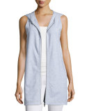 Zip-Front Hooded Jersey Vest, Dark Pearl 