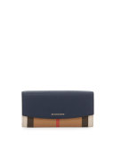 Porter House Check Continental Wallet, Ink Blue