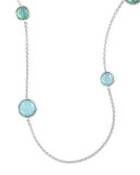 Sterling Silver Lollipop Station Necklace in Blue Star, 40"