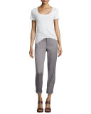 Twill Boyfriend Trousers, Fossil