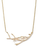 18K Gold Stardust Branch Necklace with Diamonds, 19"