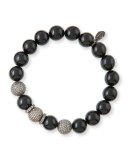 10mm Onyx & Pave Diamond Bracelet