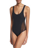 Mesh-Side One-Piece Swimsuit