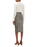 Keyhole Split-Sleeve Blouse, Ecru