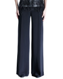 Silk Crepe Wide-Leg Trousers