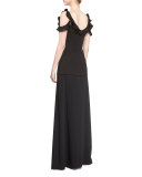 High-Waist Front-Slit Maxi Skirt, Black