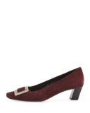 Decollete Belle Vivier Suede Pump, Burgundy