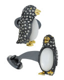 Marcasite & Mother-of-Pearl Penguin Cuff Links 