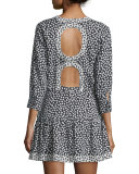 The Tennant Cutout Printed Dress, Black Coffee Bean