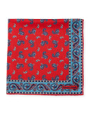 Paisley-Print Silk Pocket Square, Red
